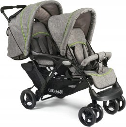 WÓZEK BLIŹNIACZY Rok po roku CHIC 4 BABY DUO grey