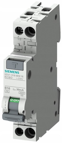 Siemens Przełącznik FI/LS 5SV1 kompaktowy RCBO 1P+N 6 kA