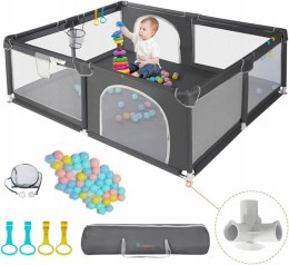 HEIZO Playpen duży kojec dla niemowląt 200x180cm, 50 piłek