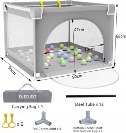 DJEDJEO Kojec dla dzieci 90x90 cm