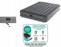 Materac Dmuchany Dwuosobowy Łóżko z Pompką USB Intex 64114