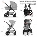 Wózek 3w1 Kinderkraft MOOV CT do 26 kg z fotelikiem dziecięcym I-size Grey