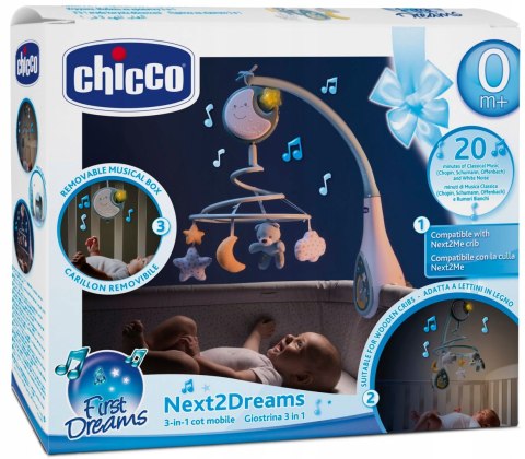 Chicco First Dreams Karuzela na łóżeczko Next2Dreams 3w1 niebieska Chicco First Dreams Karuzela na łóżeczko Next2Dreams 3w1 niebieska