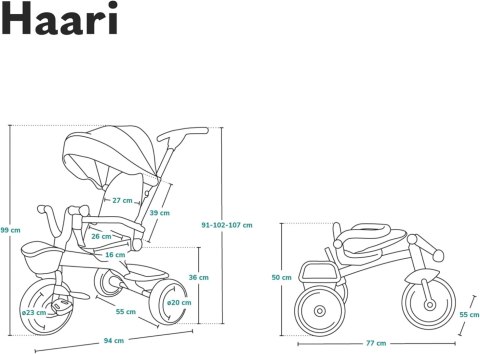 Lionelo Haari 2w1 trójkołowy rowerek do 25 kg Lionelo Haari 2w1 trójkołowy rowerek do 25 kg