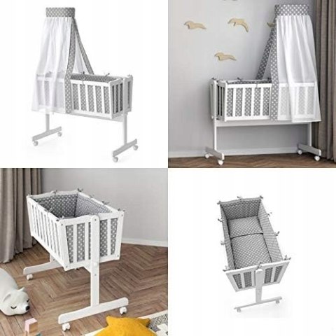 Łóżeczko bujane z baldachimem Star Ibaby Dreams Canopy Stars Grey Łóżeczko bujane z baldachimem Star Ibaby Dreams Canopy Stars Grey