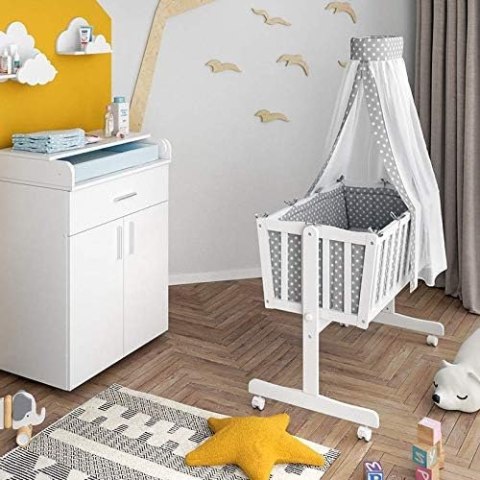 Łóżeczko bujane z baldachimem Star Ibaby Dreams Canopy Stars Grey Łóżeczko bujane z baldachimem Star Ibaby Dreams Canopy Stars Grey