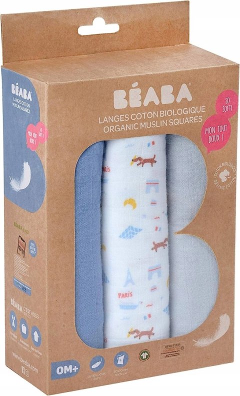 BEABA Muślinowe pieluszki 3szt ORGANIC BEABA Muślinowe pieluszki 3szt ORGANIC