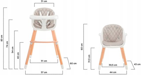 Krzesełko do karmienia Kinderkraft SIENNA 2w1 Krzesełko do karmienia Kinderkraft SIENNA 2w1
