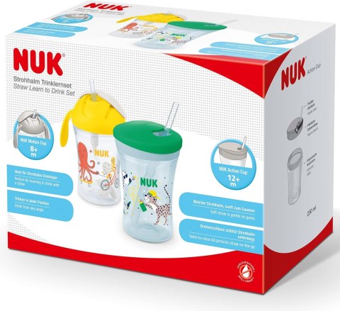 Kubek niekapek NUK Action Cup ze słomką 12m+ 2szt Kubek niekapek NUK Action Cup ze słomką 12m+ 2szt
