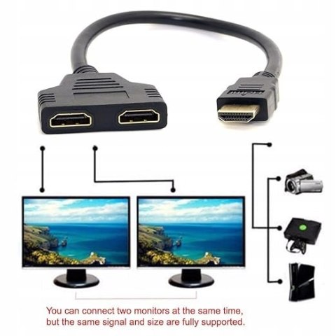 Cablecc Adapter HDMI męski/żeński 2 PORTY Cablecc Adapter HDMI męski/żeński 2 PORTY