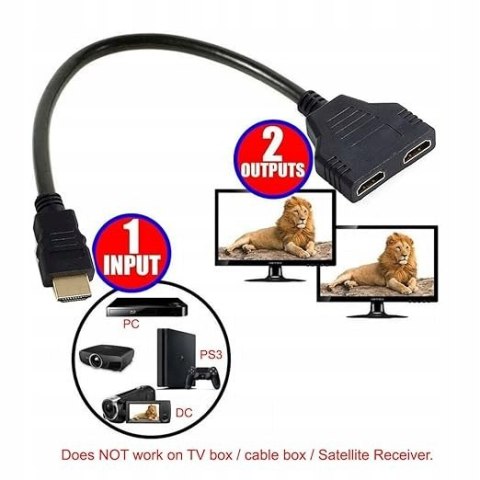 Cablecc Adapter HDMI męski/żeński 2 PORTY Cablecc Adapter HDMI męski/żeński 2 PORTY