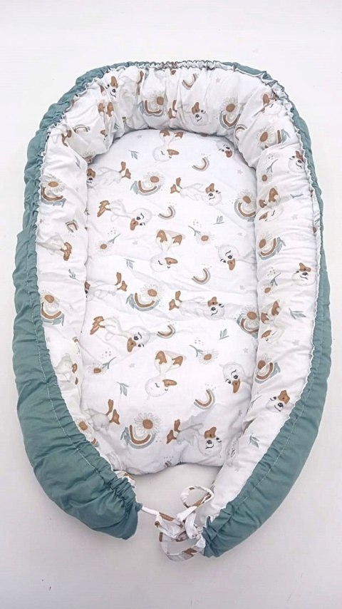Babynest Kokon gniazdo dla malucha 90x50 cm kaczuszki zieleń powystawowy Babynest Kokon gniazdo dla malucha 90x50 cm kaczuszki zieleń powystawowy