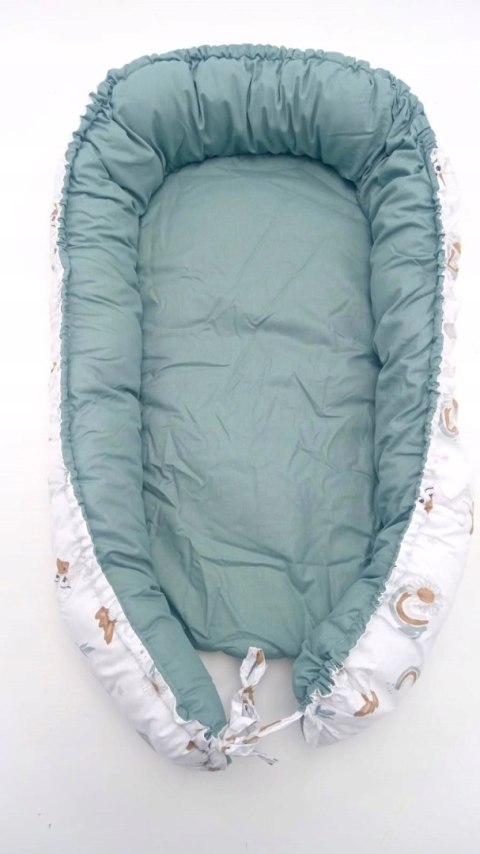 Babynest Kokon gniazdo dla malucha 90x50 cm kaczuszki zieleń powystawowy Babynest Kokon gniazdo dla malucha 90x50 cm kaczuszki zieleń powystawowy