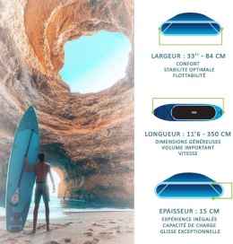 Skimboard Wattsup Dmuchana deska SUP HighWaves 350 cm niebieski