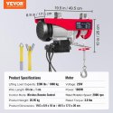 VEVOR Wciągarka kablowa 1000 kg z pilotem zdalnego sterowania 1600 W