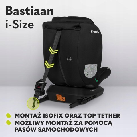 Fotelik samochodowy Lionelo BASTIAAN I-SIZE Black-Grey Fotelik samochodowy Lionelo BASTIAAN I-SIZE Black-Grey