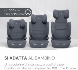 KikkaBoo i-Aid FOTELIK SAMOCHODOWY I-SIZE 15-36 KG 100-150 CM GREY