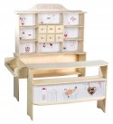Sklep roba, „Café & Shop", drewno naturalne, 6 szuflad, lada boczna