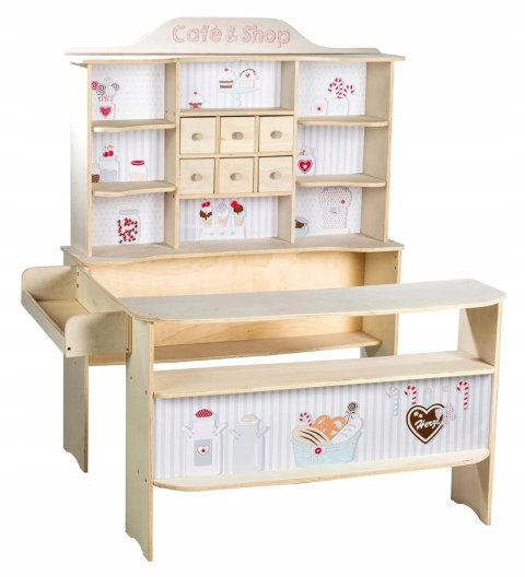 Sklep roba, „Café & Shop", drewno naturalne, 6 szuflad, lada boczna Sklep roba, „Café & Shop", drewno naturalne, 6 szuflad, lada boczna
