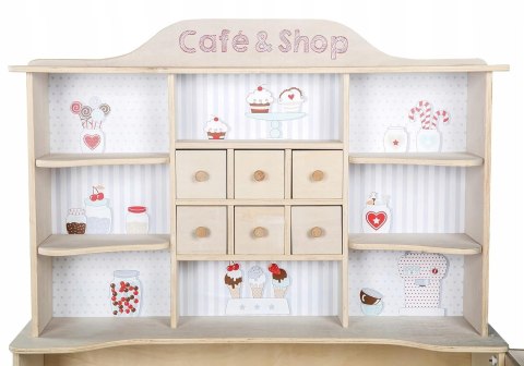 Sklep roba, „Café & Shop", drewno naturalne, 6 szuflad, lada boczna Sklep roba, „Café & Shop", drewno naturalne, 6 szuflad, lada boczna