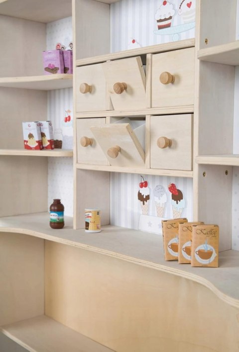 Sklep roba, „Café & Shop", drewno naturalne, 6 szuflad, lada boczna Sklep roba, „Café & Shop", drewno naturalne, 6 szuflad, lada boczna
