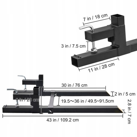 VEVOR Widły do Palet Udźwig 907Kg I Długość 109cm i Regulowany Stabilizator VEVOR Widły do Palet Udźwig 907Kg I Długość 109cm i Regulowany Stabilizator