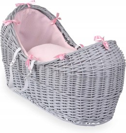 Clair de Lune kosz mojżesza Waffle Grey Wicker Noah róż