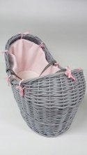 Clair de Lune kosz mojżesza Waffle Grey Wicker Noah róż