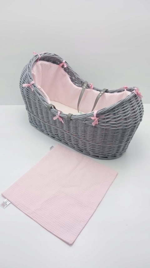 Clair de Lune kosz mojżesza Waffle Grey Wicker Noah róż Clair de Lune kosz mojżesza Waffle Grey Wicker Noah róż