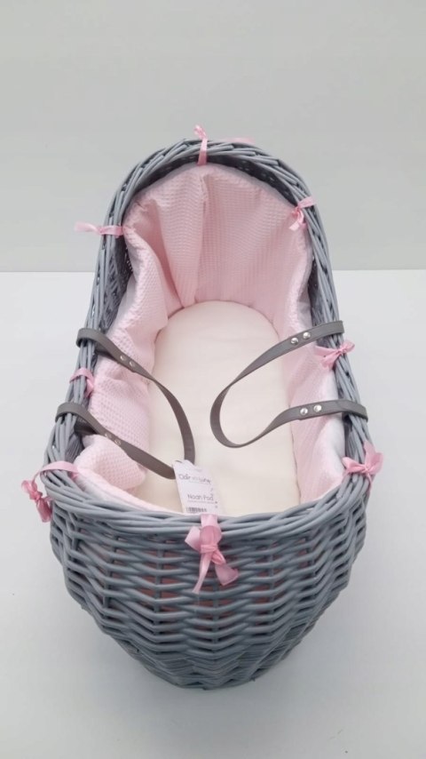Clair de Lune kosz mojżesza Waffle Grey Wicker Noah róż Clair de Lune kosz mojżesza Waffle Grey Wicker Noah róż