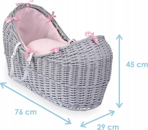 Clair de Lune kosz mojżesza Waffle Grey Wicker Noah róż Clair de Lune kosz mojżesza Waffle Grey Wicker Noah róż