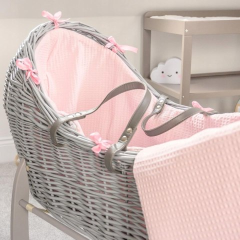 Clair de Lune kosz mojżesza Waffle Grey Wicker Noah róż Clair de Lune kosz mojżesza Waffle Grey Wicker Noah róż