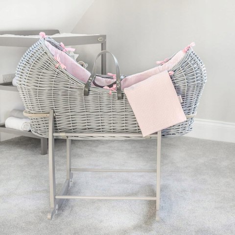Clair de Lune kosz mojżesza Waffle Grey Wicker Noah róż Clair de Lune kosz mojżesza Waffle Grey Wicker Noah róż