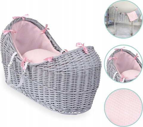 Clair de Lune kosz mojżesza Waffle Grey Wicker Noah róż Clair de Lune kosz mojżesza Waffle Grey Wicker Noah róż
