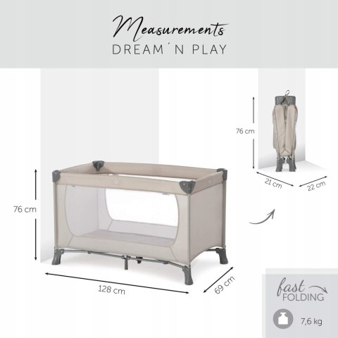 Łóżeczko turystyczne Hauck Dream N Play Beige Łóżeczko turystyczne Hauck Dream N Play Beige