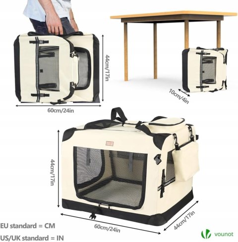 VOUNOT SKŁADANA TORBA PODRÓŻNA TRANSPORTER DLA ZWIERZĄT KOTA PSA 60x44x44cm VOUNOT SKŁADANA TORBA PODRÓŻNA TRANSPORTER DLA ZWIERZĄT KOTA PSA 60x44x44cm