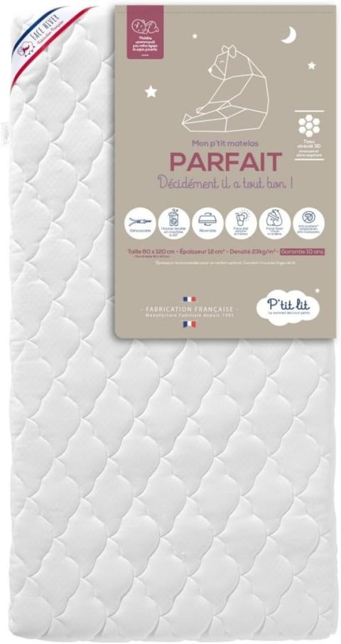 P'tit Lit Parfait Materac dziecięcy 140x70x10cm dwustronny P'tit Lit Parfait Materac dziecięcy 140x70x10cm dwustronny