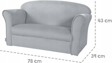 SOFA Dla Dzieci ROBA LIL WELUROWA JASNO-SZARA SOFA Dla Dzieci ROBA LIL WELUROWA JASNO-SZARA