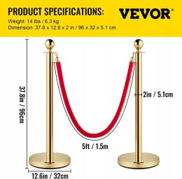 VEVOR Barierka Kolejkowa VIP 4xSłupki + 3xLina