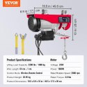 VEVOR Wciągarka kablowa 1000 kg z pilotem zdalnego sterowania 1600 W