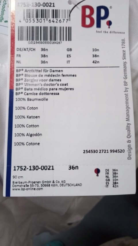 BP Fartuch pielęgniarski medyczny rozmiar 36/38 BP Fartuch pielęgniarski medyczny rozmiar 36/38
