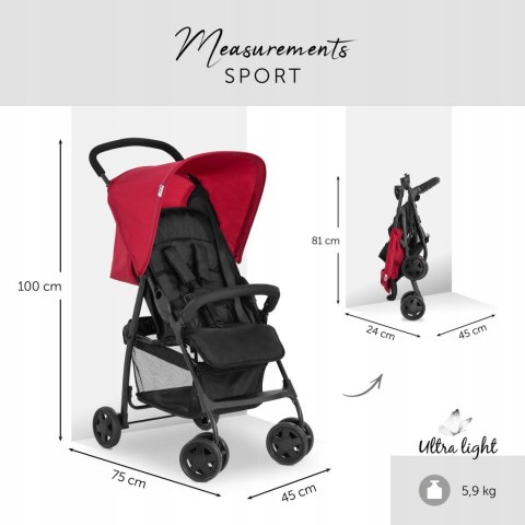 Wózek spacerowy Hauck Sport black/red Wózek spacerowy Hauck Sport black/red