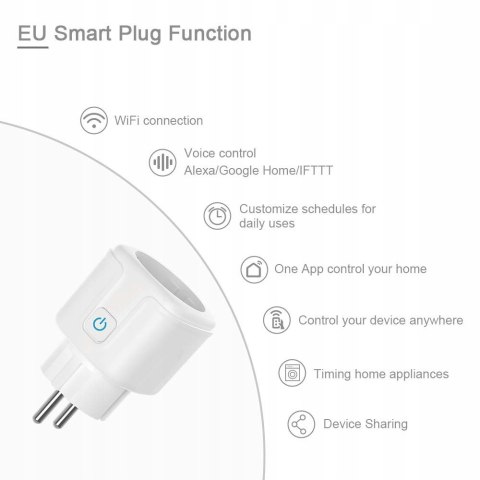 Bezprzewodowa inteligentna wtyczka 16A, 2,4 GHz, wtyczka Smart Home 2 szt. Bezprzewodowa inteligentna wtyczka 16A, 2,4 GHz, wtyczka Smart Home 2 szt.
