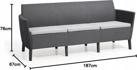 Keter Salemo 3-osobowa sofa ogrodowa, poduszki w zestawie Keter Salemo 3-osobowa sofa ogrodowa, poduszki w zestawie