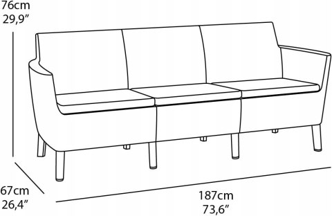 Keter Salemo 3-osobowa sofa ogrodowa, poduszki w zestawie Keter Salemo 3-osobowa sofa ogrodowa, poduszki w zestawie