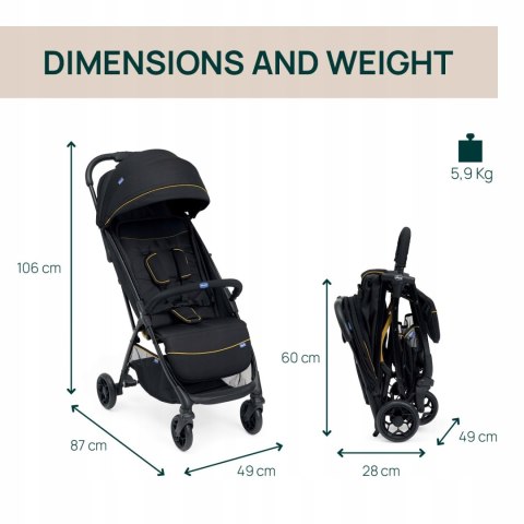 Chicco Glee lekki wózek spacerowy do 22 kg czarny Chicco Glee lekki wózek spacerowy do 22 kg czarny