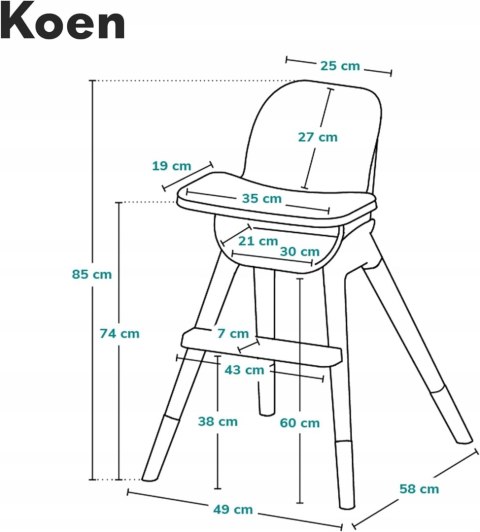 LIONELO Koen 2 w 1 krzesełko do karmienia, nowoczesny design LIONELO Koen 2 w 1 krzesełko do karmienia, nowoczesny design