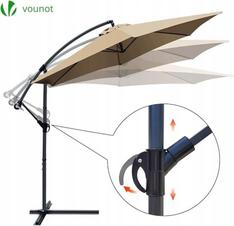 Parasol z wysięgnikiem Vounot beżowy 300 x 250cm Parasol z wysięgnikiem Vounot beżowy 300 x 250cm