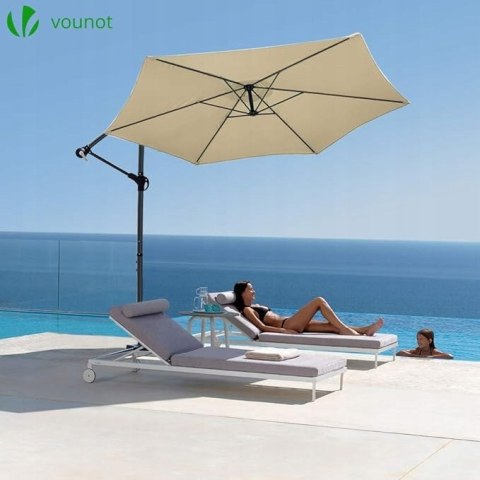 Parasol z wysięgnikiem Vounot beżowy 300 x 250cm Parasol z wysięgnikiem Vounot beżowy 300 x 250cm