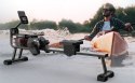 Wioślarz JOROTO MR23 składany z oporem wodnym, 150 kg, Bluetooth